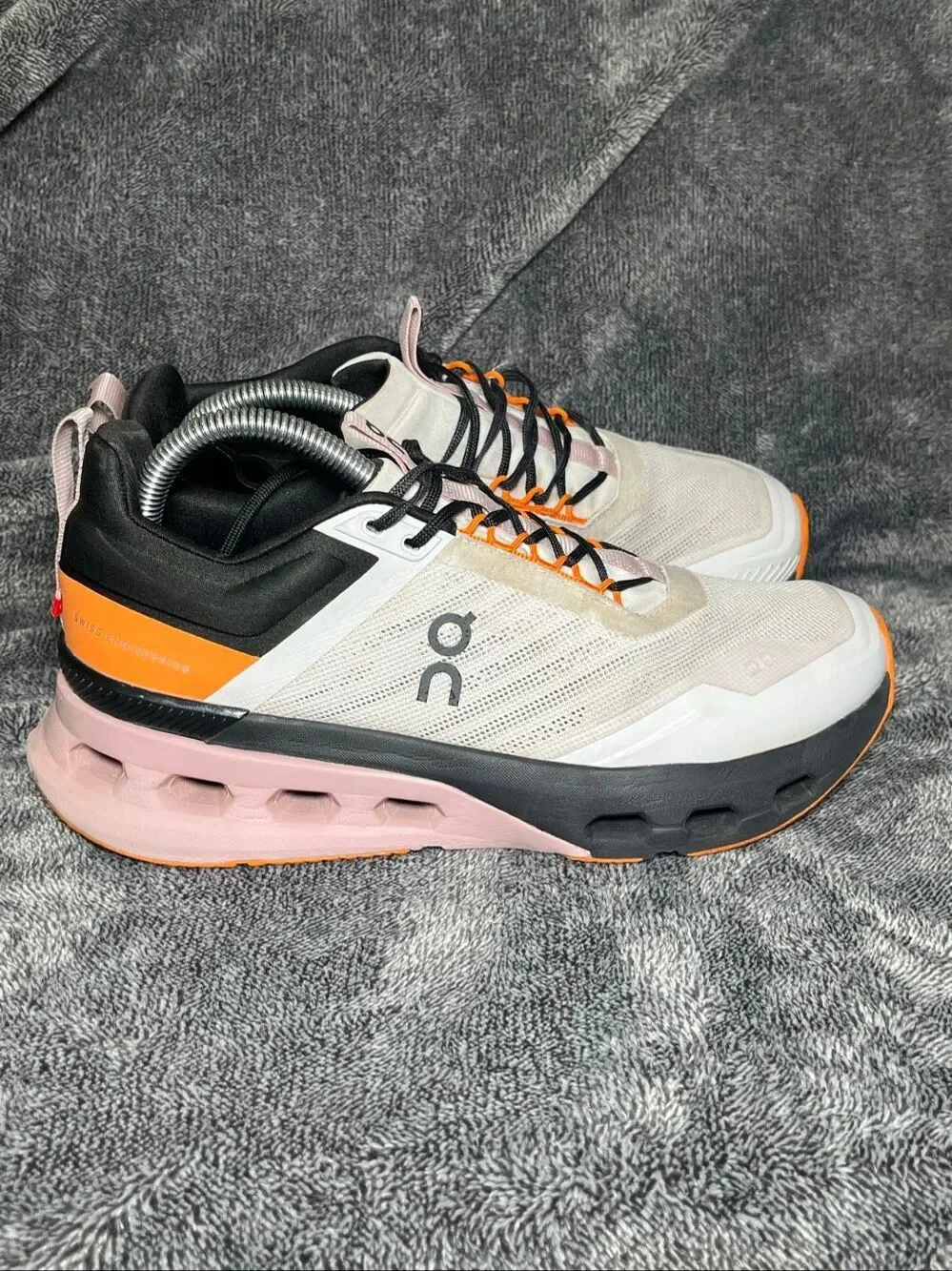 On Cloud Cloudnova X Women's 8.5 Running Shoes White Black Orange Pink 3WE304127